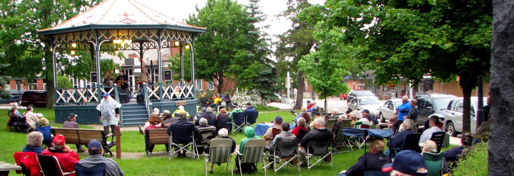 The audience spreads out around the Gazebo where the band performs